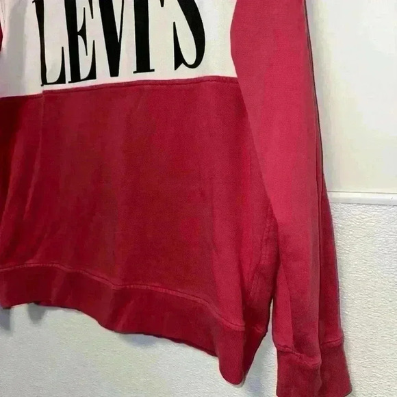 Levi's Color Block Red & White Crewneck Sweatshirt Size M - Picture 2 of 11